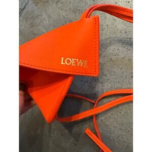 Loewe Puzzle Fold Pouch Orange Bag Charm Calfskin Authentic CoA